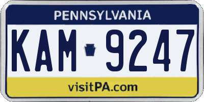 PA license plate KAM9247