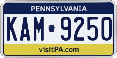 PA license plate KAM9250