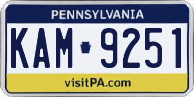 PA license plate KAM9251