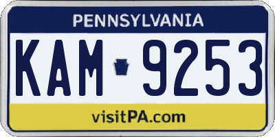 PA license plate KAM9253