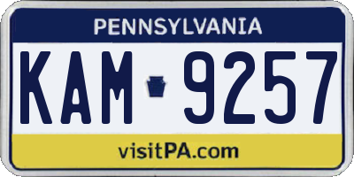 PA license plate KAM9257