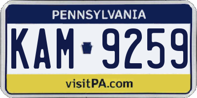 PA license plate KAM9259