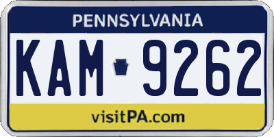 PA license plate KAM9262