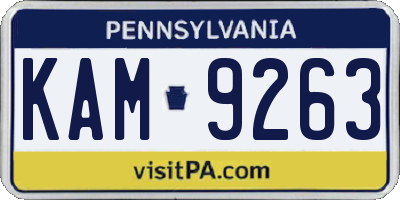 PA license plate KAM9263