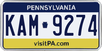 PA license plate KAM9274