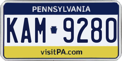 PA license plate KAM9280