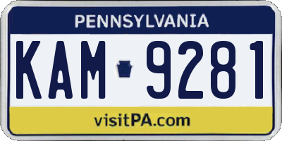 PA license plate KAM9281