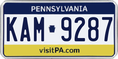 PA license plate KAM9287