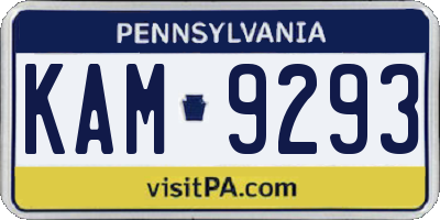 PA license plate KAM9293