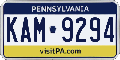 PA license plate KAM9294