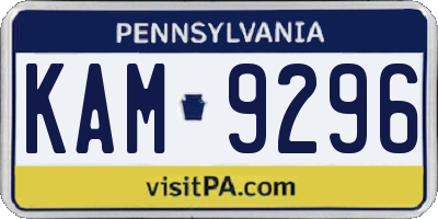 PA license plate KAM9296