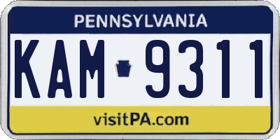 PA license plate KAM9311