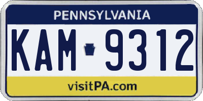 PA license plate KAM9312