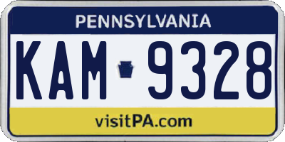 PA license plate KAM9328