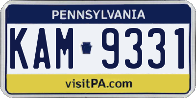 PA license plate KAM9331