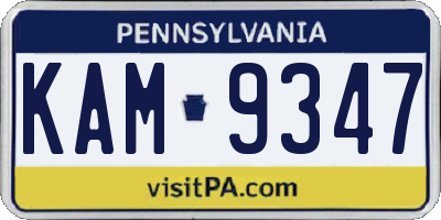 PA license plate KAM9347
