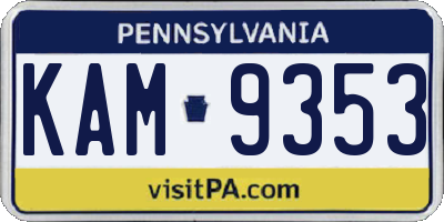 PA license plate KAM9353