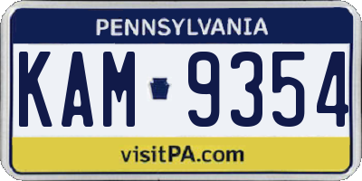 PA license plate KAM9354