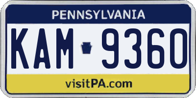 PA license plate KAM9360