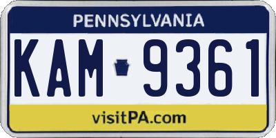 PA license plate KAM9361