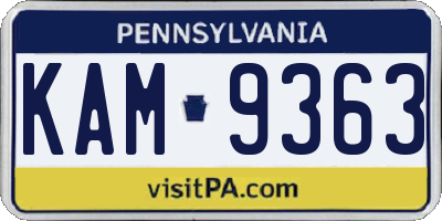 PA license plate KAM9363