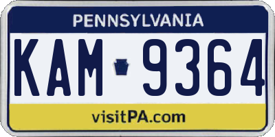 PA license plate KAM9364