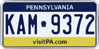 PA license plate KAM9372