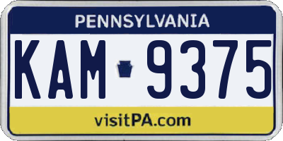 PA license plate KAM9375