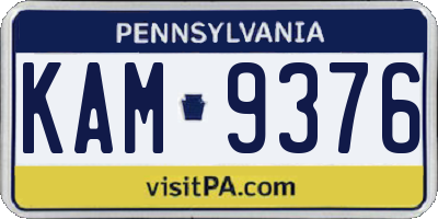 PA license plate KAM9376
