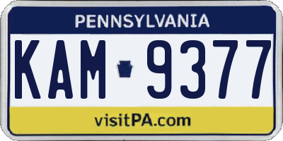 PA license plate KAM9377