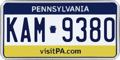 PA license plate KAM9380