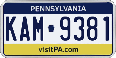 PA license plate KAM9381