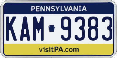 PA license plate KAM9383