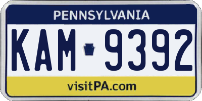 PA license plate KAM9392