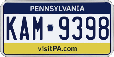 PA license plate KAM9398