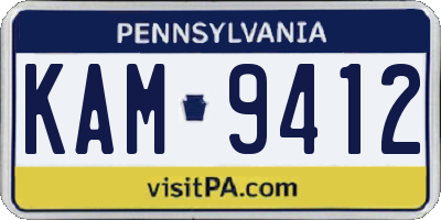 PA license plate KAM9412