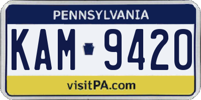 PA license plate KAM9420