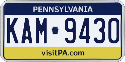 PA license plate KAM9430