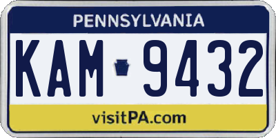 PA license plate KAM9432