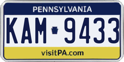 PA license plate KAM9433