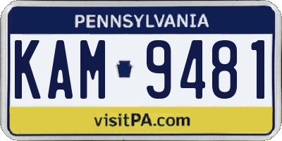 PA license plate KAM9481