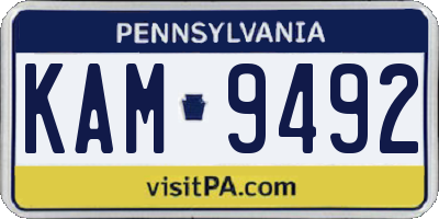 PA license plate KAM9492