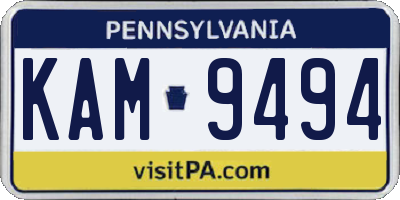 PA license plate KAM9494