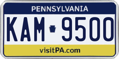 PA license plate KAM9500