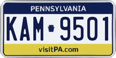 PA license plate KAM9501