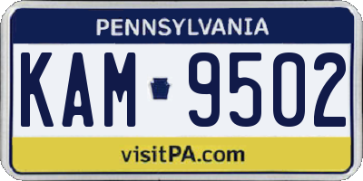 PA license plate KAM9502