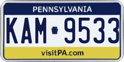 PA license plate KAM9533