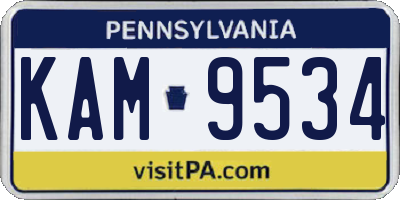 PA license plate KAM9534