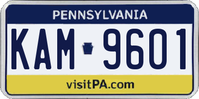 PA license plate KAM9601