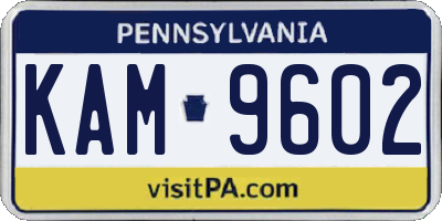 PA license plate KAM9602